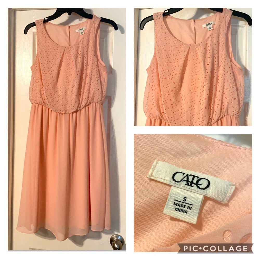 Cato peach eyelet dress Sz S